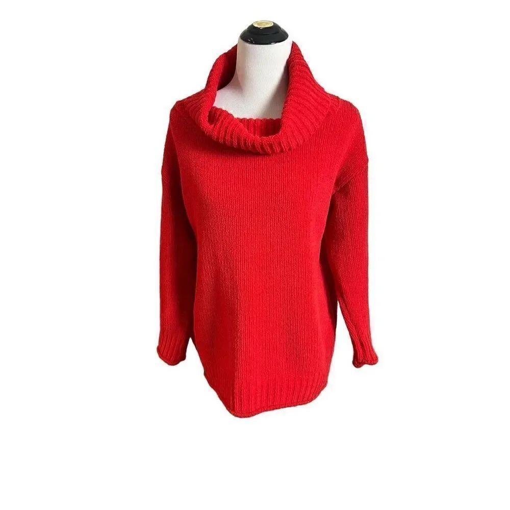 Moon & Madison Womens Sweater Cozy Collection Chenille Red Stretch size M